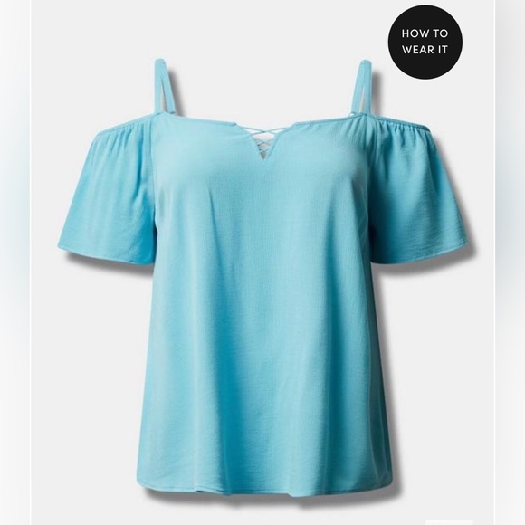 Washable Crinkle Gauze Cold Shoulder 🔝 by Torrid size 3 🌟Last chance!🌟 - Picture 2 of 16